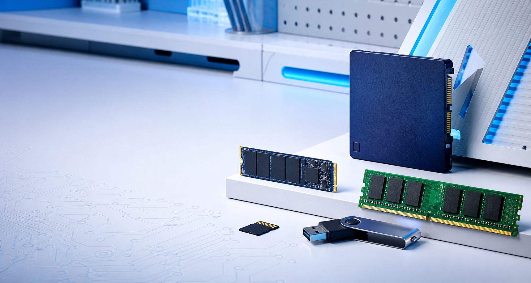 WISE SATA SSD, NVMe SSD, RAM, microSD card and USB drive